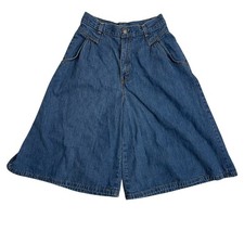 Levi  s Vintage 1970s Blue Denim High Waisted Wide Leg Culottes Jean Shorts sz 12