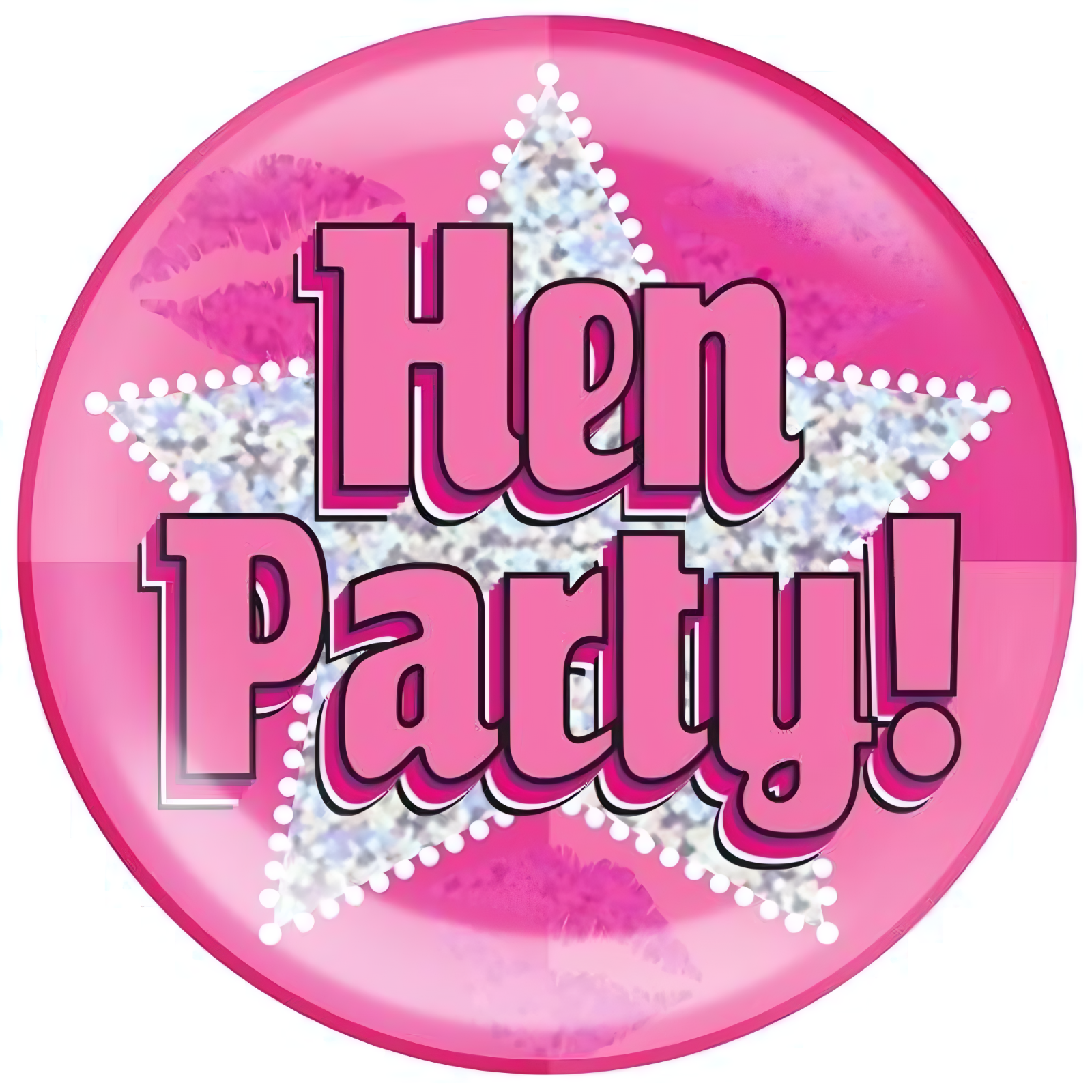 Hen Party Jumbo Badge – Pink & Silver Star Design – Fun Party Accessory – 15cm