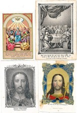 4 Andachtsbilder Spitze, Pr&auml;gung, Chromolitho, 1880-1900 , 1 fleckig
