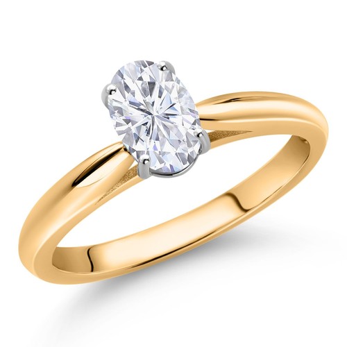10K Yellow Gold White Moissanite Solitaire Engagement Ring For Women (0.90 - Picture 2 of 5