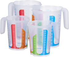 Measuring Cups Set of 4 Colourful 2 X 0.5 Litres 2 X 1 Litre Ml Cups Gram Sugar