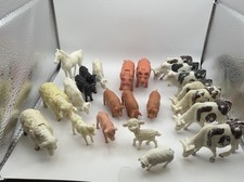 Vintage Plastic Farm Animals 24pc Lot Articulated Movable Legs Hong Kong