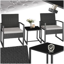 Table and Chairs Rattan Garden Furniture Bistro Set Metal 2 PC Outdoor Seating