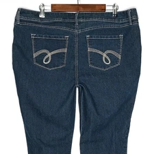 Simply Emma womens embroidered jegging Plus size 18W stretch blue dark wash