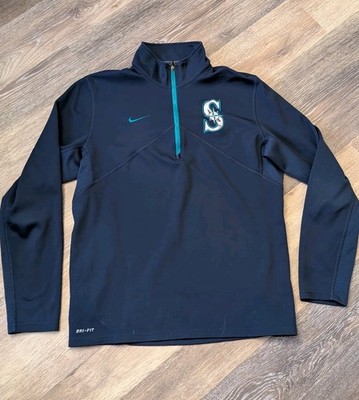 Nike Seattle Mariners MLB Baseball Mens Blue 1/4 Zip Pullover Medium 