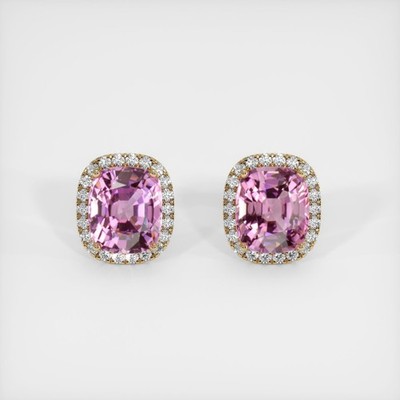 Ceylon (Sri Lanka) Cushion Pink Spinel 18K Yellow Gold Earring 7.48CT