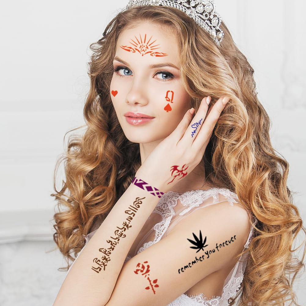 20 Sheets Glitter Tattoo Kit, 467 Pcs Airbrush Henna Tattoo Stencils - second product detail image