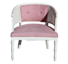 Vintage French Style Pink Velvet Accent Chair | Hollywood Regency