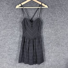 Guess Dress Women 6 Black Geometric Crochet Sheath Midi V-Neck Sleeveless Cotton