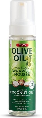 ORS Olivenöl Kokos Haar Mousse 200ml Wickel Set Smooth Hold Frizz Control