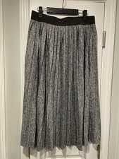 NWT Sag Harbor Size L Gray Heather Pleated Elastic Waist Lightweight Maxi Skirt