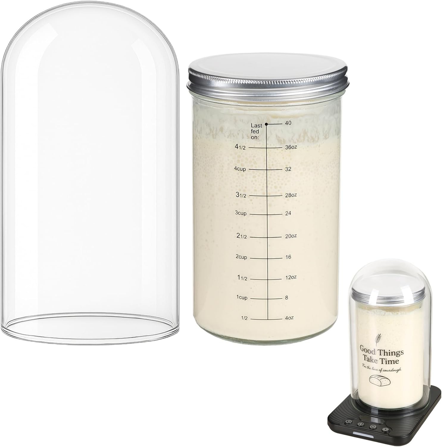 Sourdough Starter Kit-Sourdough Starter Jar and Dome-40oz Large Sourdough