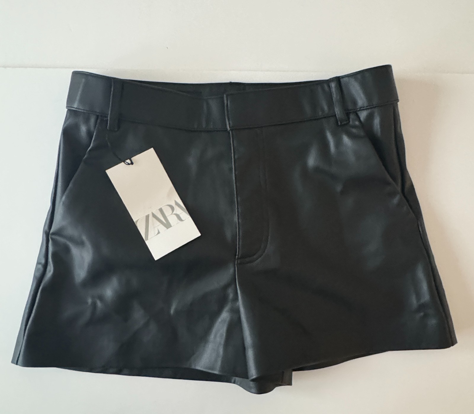 Zara Women's Faux Leather Black Shorts High Waisted Size XS - NEW with tags