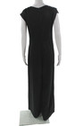 Madewell Women Black Satin Maxi Sheath Jumpsuit V-Neck Short Sleeve Size 6 — photo 3