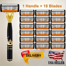 Men's Razor Set with 1-Handle and 18 Replacement Blades 6-Layer Shaving System