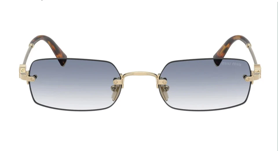 Gafas de sol cuadradas Miu Miu Logo MU B50S ZVN80O en lentes doradas/azules degradadas Foto 2 de 4