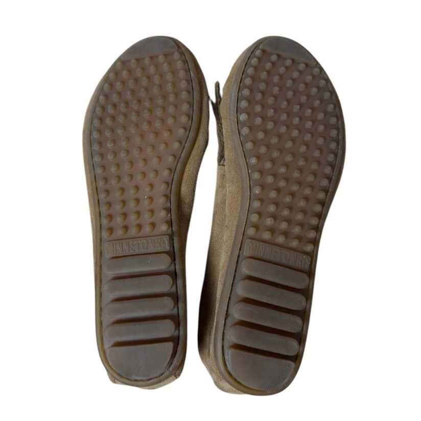 SAOLA Minnetonka donna 7 slip on camoscio gattino suola rigida mocassiani pelle marrone