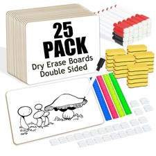 25 Pack Dry Erase Boards 9'' x 12'' Mini Double-Sided Whiteboards Safe Rounde...