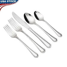 20 Piece Flatware Set Service 4 Stainless Steel Dishwasher Safe Rustic Design US