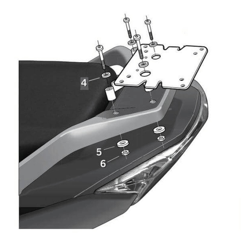 Fixation Daelim Shad Top Master en acier renforcé anti-vibration pour moto