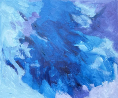 Blue Abstract 120x100 Oil Painting Sea Sky Canvas Signed Hand Painted Wall Art