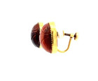 VTG Admark 12K Gold Fill Carved Scarab Tigers Eye Oval Screw Back Earrings — photo 2