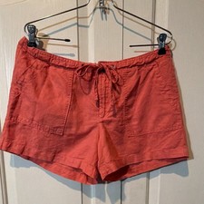 Gap Womens coral Linen Shorts Size 10 Drawstr...