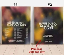 RÜFÜS DU SOL 2025 World Tour Poster, Custom Date and City tour
