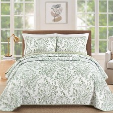 WONGS BDEEING Quilts Queen Size, Sage Green Quilt Bedding Set with 2 Pillowca...
