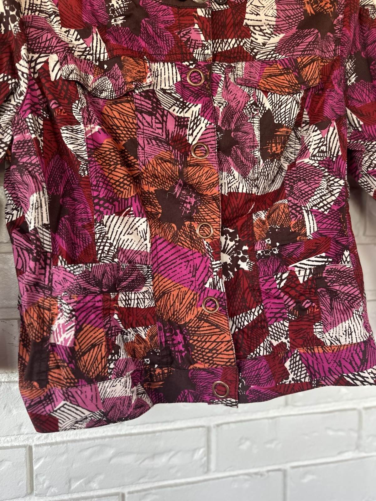 Ruby Rd Floral Patchwork Button Front Jacket Top … - image 6