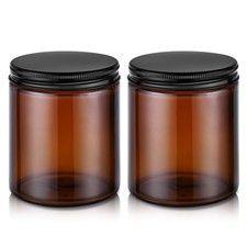 8 Oz Amber Glass Jars with Metal Lids, 2 Pack Leakproof Storage Containers 8oz