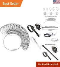 Precision Ring Size Measuring Tool Kit - 27 PCS with Magnifying Glass Included