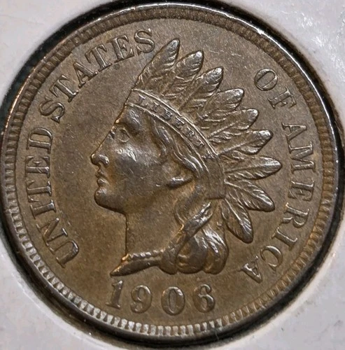 1906 Indian Cent AU/AU+ 4 Full Diamonds.  True Auction. Breaking Up Sets