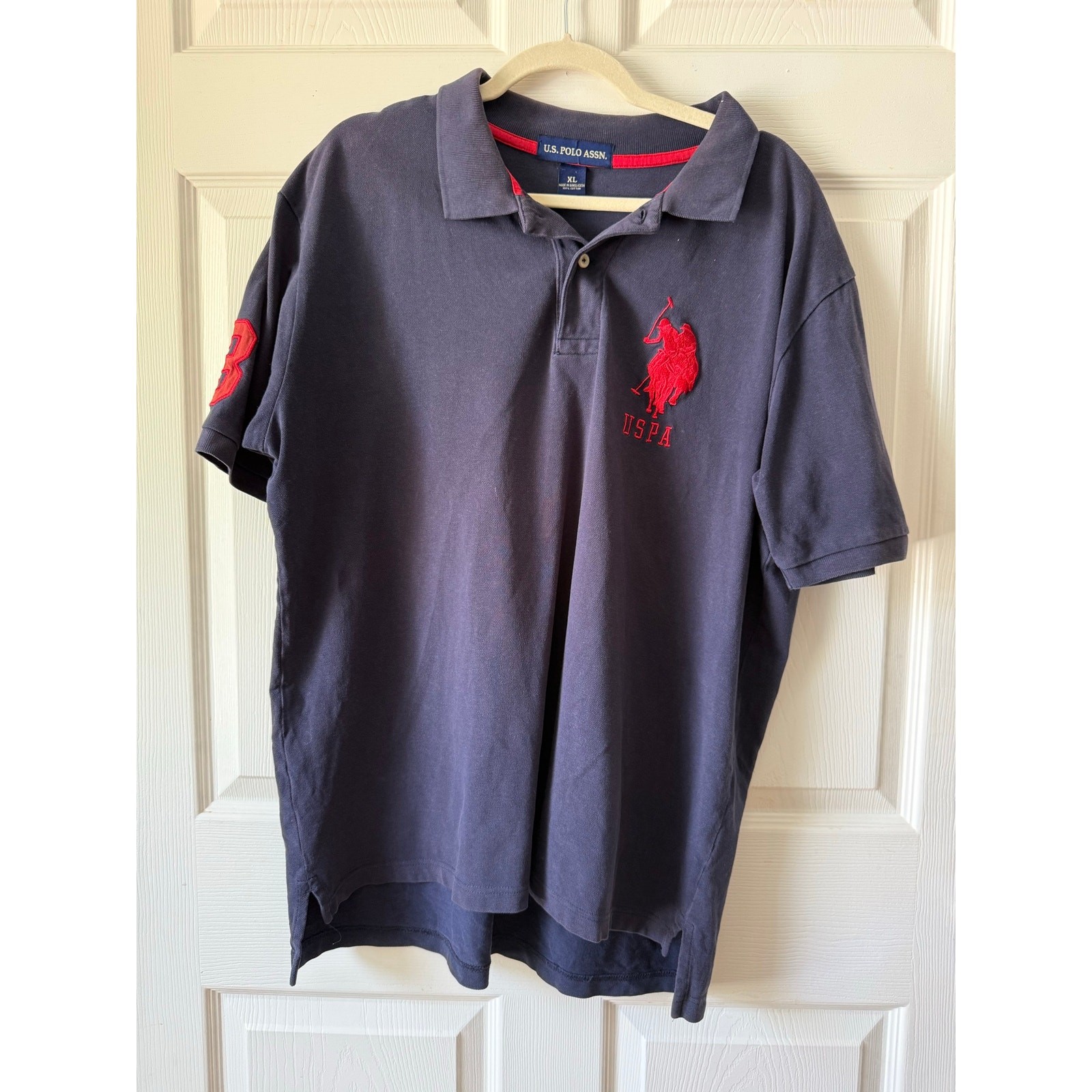 US Polo Assn Big Pony Polo Shirt Navy Red Vintage Y2K 90s Mens XL Preppy