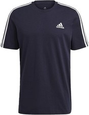 adidas Essentials 3-Stripes Navy/White Logo Graphic T-Shirt Medium NWT