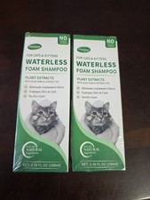 NIB 2 Waterless Foam Shampoo For Cats Kittens W/Plant Extracts 3oz Ex: 07/27