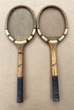 Wonderful RARE Pair Antique 1930s NJ Magnan ARROW WOOD TENNIS RACKETS Racquet