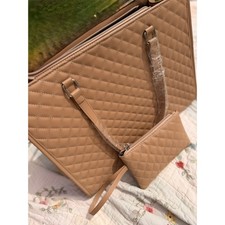 Cream Beige Travel commuter Travel Work Purse Everyday quiltedCarryall