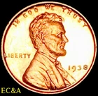 1938 LINCOLN CENT PROOF RED SUPERB GEM++(LIN149)