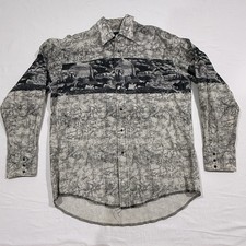 VTG 90s Wrangler Western Shirt Pearl Snap Eagle Horse Cowboy Rockabilly Rodeo L