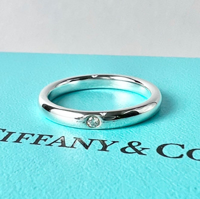 TIFFANY & CO. Stacking Band Diamond Ring SV925 US 6 Elsa Peretti Near Mint