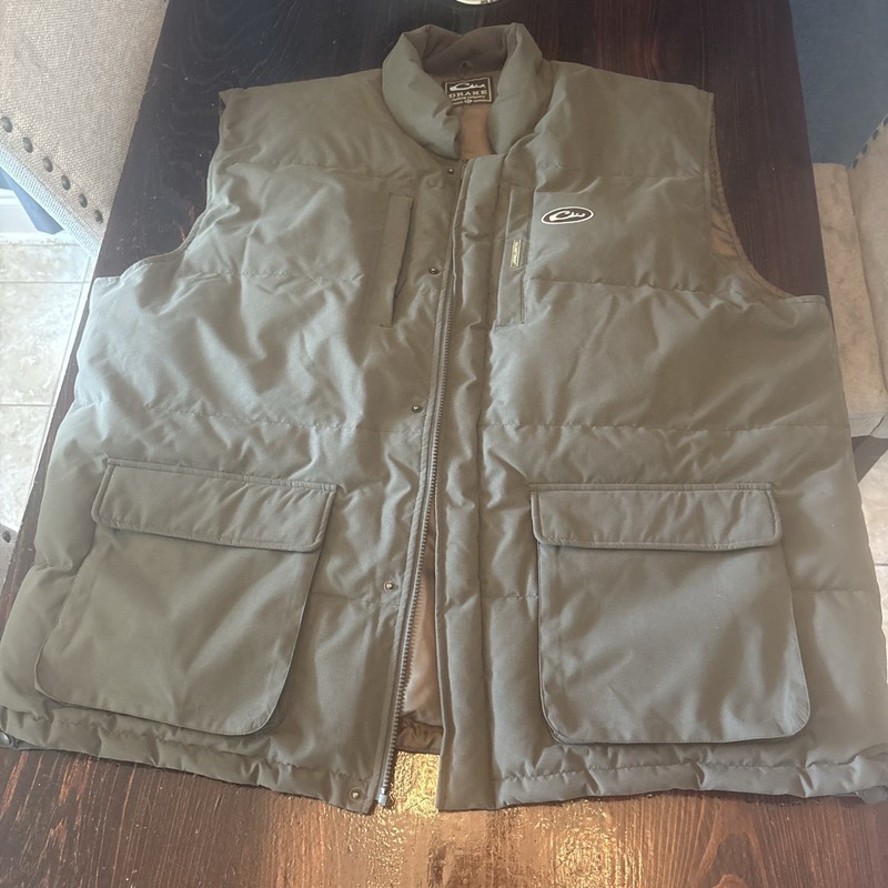 Drake Waterfowl Systems Downfill Puffer Vest Size 3X Olive Green Hunt/fish