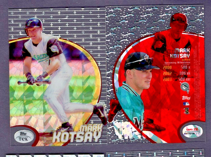 1998 TOPPS TEK DIFFRACTOR PARALLEL #22 MARK KOTSAY PATTERN #65 MARLINS MORE UP