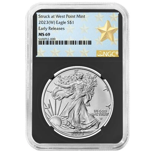 2023 (W) $1 American Silver Eagle NGC MS69 ER West Point Star Label Retro Core