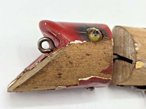 Vintage Heddon Jointed Wooden Zig Wag Glass Eyed Fishing Lure - Picture 3 of 5