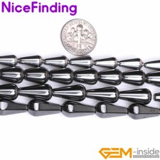 Black Hematite Natural Teardrop Beads Jewelry Making Strand Lot 15" Non-Magnetic