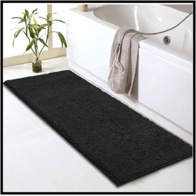#ad Bathroom Rug Mat Non Slip Black Extra Long Bath Mat for Bathroom Floor Fluffy $42.16