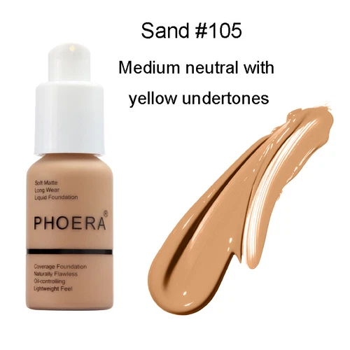 PHOERA® Soft Matte Full Coverage Liquid Foundation Concealer Longlasting Makeup - Bild 17 von 26
