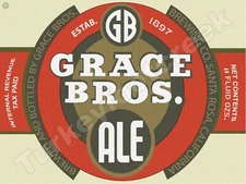 Grace Bros. Ale Beer Label 18" x 24" Metal Sign