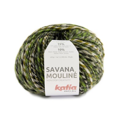 SAVANA MOULINÉ von Katia - VERDES/BEIGE (204) - 50 g / ca. 90 m Wolle